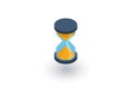 Timer, sand hourglass, glass clock isometric flat icon. 3d vector