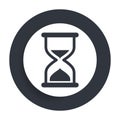 Timer sand hourglass icon flat vector round button clean black and white design concept isolated illustration Royalty Free Stock Photo