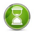 Timer sand hourglass icon elegant green round button vector illustration