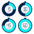 Timer, a set of timers with different time intervals. Vector, cartoon illustration Royalty Free Stock Photo