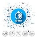 Timer sign icon. 30 minutes stopwatch symbol. Royalty Free Stock Photo