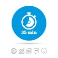 Timer sign icon. 35 minutes stopwatch symbol.