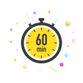 Timer, stopwatch icon. Clock sign with 60 minutes or seconds. Countdown timer. Sport clock
