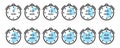 Timer and stopwatch icon set. A minimalistic image of a watch with different variants of minute indicators multiple of Royalty Free Stock Photo