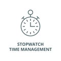 Timer,stopwatch, time management vector line icon, linear concept, outline sign, symbol Royalty Free Stock Photo