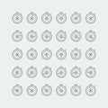 Timer icons in thin line style with editable stroke Royalty Free Stock Photo