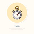Timer vector line icon. Sport championship stopwatch sign. Chronometer illustration