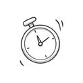 Timer watch doodle icon. Stopwatch clock hand drawn sketch style icon. Time stop, start, countdown doodle drawn concept