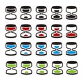 Timers icon sets - hourglass,sandglass, sand timer, sand clock