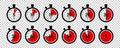 Timers icon on transparent background. Isolated vector elements. Stopwatch symbol. Vector countdown circle clock counter timer.