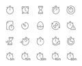 Timers Icons Set. Such as Stopwatch, Hourglass, Kitchen Timer, Alarm Clock and others. Editable vector stroke