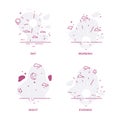 Times of day icon set. Line style hand drawn Royalty Free Stock Photo