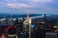 Times Square aerial view at night in Manhattan, New York City