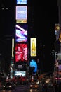 Times square busy with pedestrians and commotion in New-York