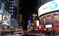 Times square busy with pedestrians and commotion in New-York