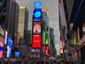 Times Square, featured with Broadway Theaters and animated LED signs, in Manhattan Royalty Free Stock Photo