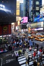 Times Square, featured with Broadway Theaters and huge number of LED signs, is a symbol of New York City Royalty Free Stock Photo