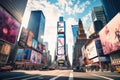 Times Square, featured with Broadway Theaters and huge number of LED signs, is a symbol of New York City and the United States, Royalty Free Stock Photo