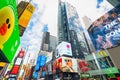 Crowded Time Square, New York City. Skyscrapers, Billboards, Neon Art, Tourists, and Traffic Royalty Free Stock Photo