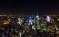 Times Square panorama aerial view at night