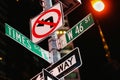 Times Square sign in New York City at night landmark Royalty Free Stock Photo