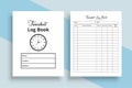 Timesheet log book KDP interior. Business schedule management notebook template. KDP interior notebook. Office employee timesheet