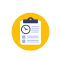 timesheet, time tracking icon, flat vector Royalty Free Stock Photo