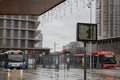 Timetable With Busses In The Rain At The Amstel Train Station At Amsterdam The Netherlands 16-1-2023 Royalty Free Stock Photo