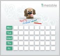 Timetable with cute puppy