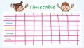 Timetable , students, funny vector illustration