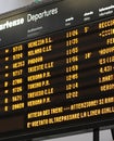 Station time table board with arrivals and departures