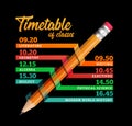 Timetable or timeline vector design template illustration with pencil Royalty Free Stock Photo