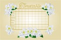 Timetable weekly schedule with white rhododendron vector