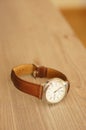 Timex men watch with a brown leather belt Royalty Free Stock Photo