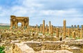 Timgad, ruins of a Roman-Berber city in Algeria. Royalty Free Stock Photo