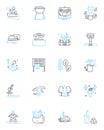 Timid hesitation linear icons set. Shy, Hesitant, Demure, Insecure, Tentative, Cautious, Unsure line vector and concept