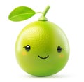 Timid lime character with a cute smile and a single leaf