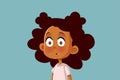 Funny Surprised African Girl Being Shy Vector Cartoon