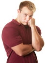 Timid Muscular Man Royalty Free Stock Photo