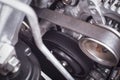 Timing belt and pulley deteriorate in engine system. Royalty Free Stock Photo