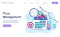 Timing and project scheduling. Managers working near calendar and clock flat vector illustration. Time management