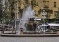 Timisoara, June 22nd: Fountain with fishes from Victory Square in Timisoara town from Banat county in Romania