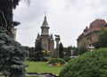 Timisoara, June 21st: Orthodox Cathedral and Capitoline Wolf Statue in Timisoara town from Banat county in Romania