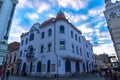 Timisoara,Romania January 17 2024: Beautiful building in the union square in romanian city Timisoara