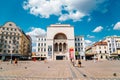 Romanian National Opera House with Victory square Piata victoriei in Timisoara, Romania Royalty Free Stock Photo