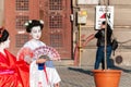 Geisha woman in traditional japanese kimono