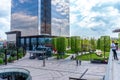 Timisoara,Timis Romania,April 24 2023: modern office building and park Royalty Free Stock Photo