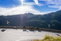 Timmelsjoch High Alpine Road landscape and goats. Royalty Free Stock Photo