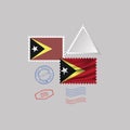 TIMOR-LESTE flag postage stamp set, isolated on gray background, vector illustration. 10 eps