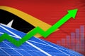 Timor-Leste solar energy power rising chart, arrow up - alternative natural energy industrial illustration. 3D Illustration
